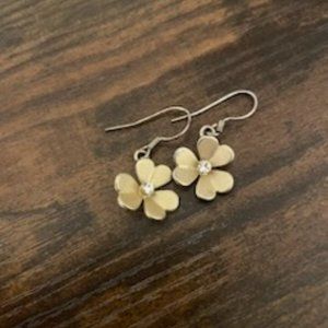 Gold flower hanging earrings